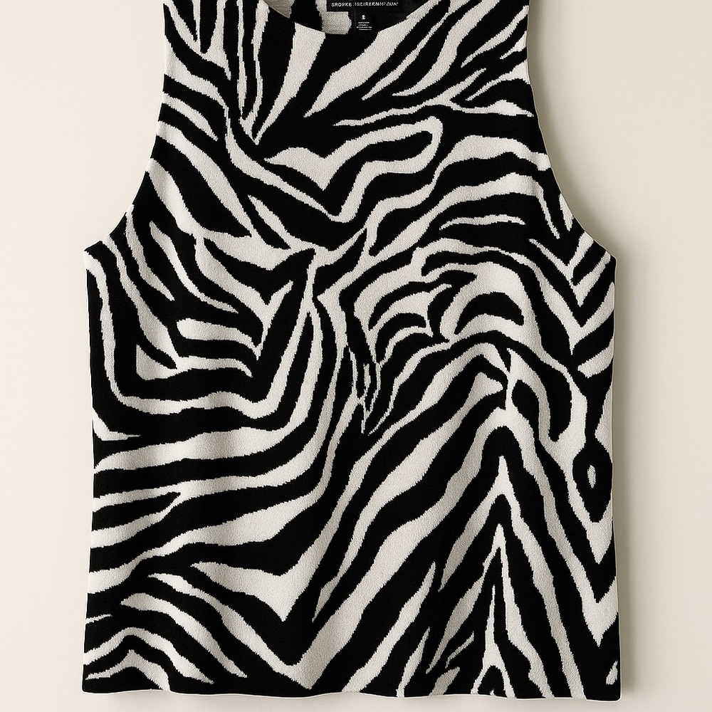 White House Black Market Zebra Print Sleeveless Tank Top – Size L
